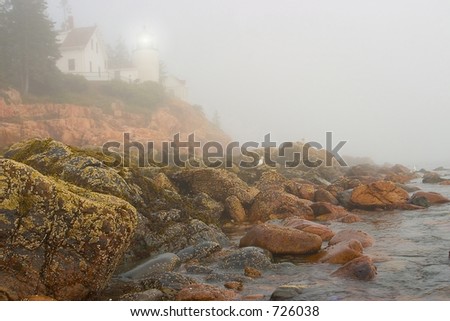 Bass Harbor Lighthouse in fog