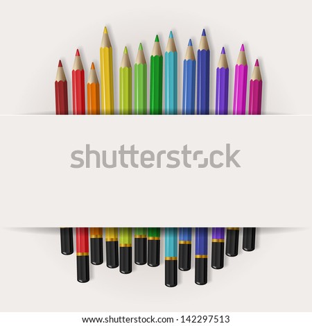 Coloring Pencils With Copy Space, Eps10 Vector