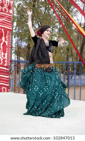 Beautiful girl dancer of tribal dance