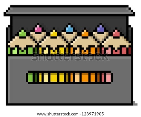 Colored Pencils Box in Big Pixels; Pixel Art