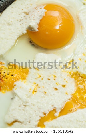 fried egg sunny side up in a pan