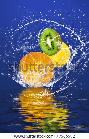 fruit falling in water