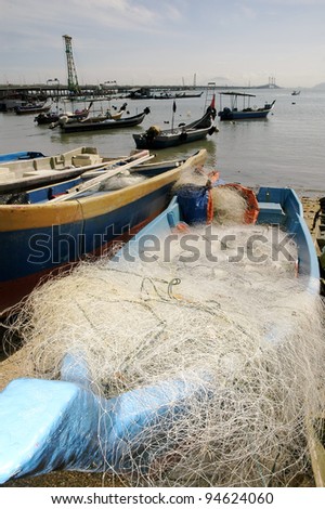 Rows of fishing boat at the fishing village