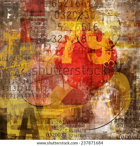 Grunge Worn Textured Collage with worn abstract background