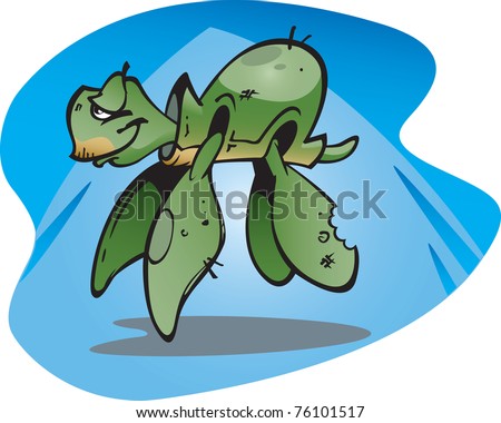 sea turtle cartoon. of a wise old sea turtle.