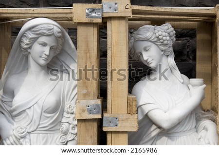 Statue in shipping crate for delivery
