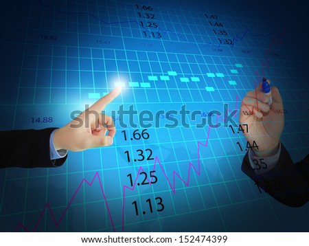 businessman press stock exchange chart