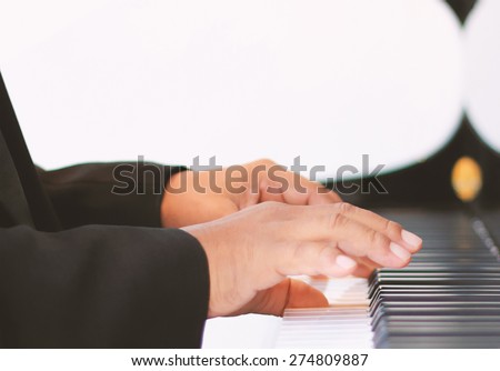 hands of a piano player,Close up shot