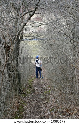 Man walking down a path