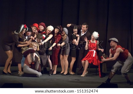 DNEPROPETROVSK, UKRAINE - APR 24: Members of the Theatre 