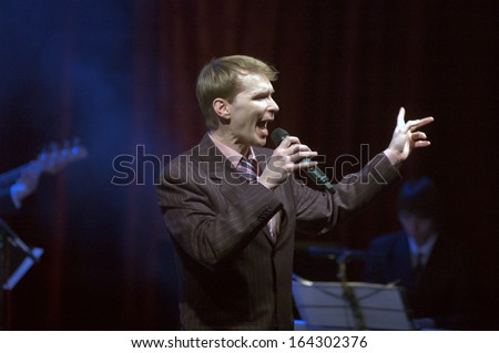 DNEPROPETROVSK, UKRAINE - NOVEMBER 24: Member of the Neo-Swing Band BOOGIE DANCE performs at the Philharmonic on November 24, 2013 in Dnepropetrovsk, Ukraine