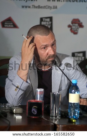 DNEPROPETROVSK, UKRAINE - JULY 13: The leader of the Russian rock band LENINGRAD Sergei Shnurov during a press conference at the Festival THE BEST CITY.UA on July 13, 2013 in Dnepropetrovsk, Ukraine