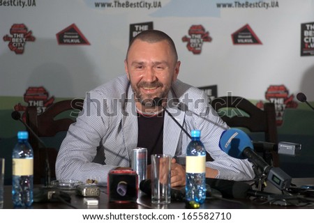 DNEPROPETROVSK, UKRAINE - JULY 13: The leader of the Russian rock band LENINGRAD Sergei Shnurov during a press conference at the Festival THE BEST CITY.UA on July 13, 2013 in Dnepropetrovsk, Ukraine