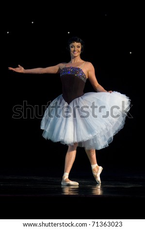 DNEPROPETROVSK, UKRAINE - APRIL 28:  Anastasia Volochkova performs during the SHORT STORIES ABOUT LOVE ballet at Opera and Ballet Theatre on April 28, 2010 in Dnepropetrovsk, Ukraine.