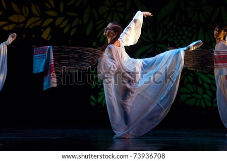 DNEPROPETROVSK, UKRAINE - MARCH 25: Members of the Dnepropetrovsk Opera and Ballet Theatre performs \