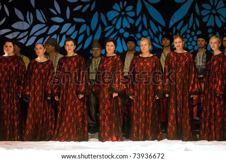 DNEPROPETROVSK, UKRAINE - MARCH 25: Members of the Dnepropetrovsk Opera and Ballet Theatre performs \