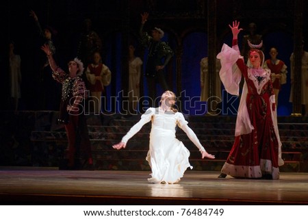 DNEPROPETROVSK, UKRAINE - APRIL 29: Romeo and Juliet ballet performed by Dnepropetrovsk Opera and Ballet Theatre ballet on April 29, 2011 in Dnepropetrovsk, Ukraine.