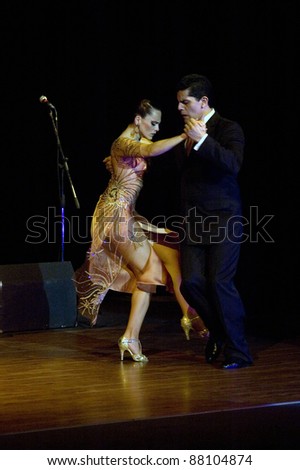 DNEPROPETROVSK, UKRAINE - NOVEMBER 4: The dancers Ruben & Sabrina Veliz (Argentina, Buenos Aires) at \