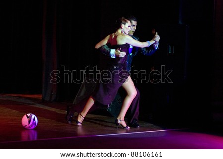 DNEPROPETROVSK, UKRAINE - NOVEMBER 4: The dancers Ruben & Sabrina Veliz (Argentina, Buenos Aires) at \