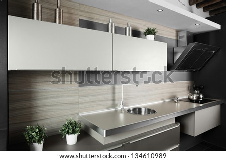 Interior Of Brand New Modern And Stylish Kitchen