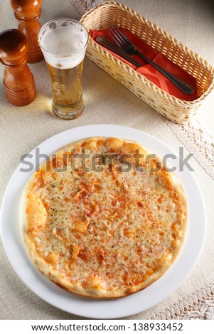 hot italian pizza with cheese and sauce
