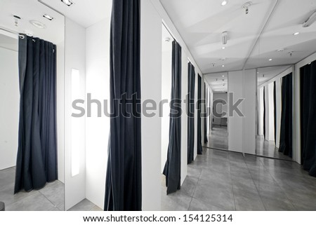 dressing room at european style clothes store