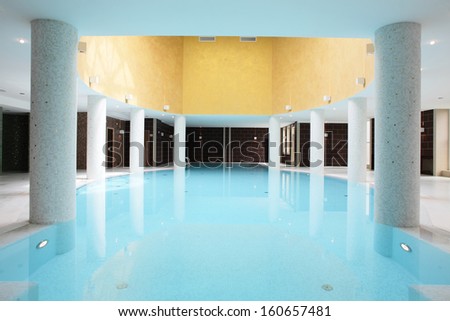beautiful swimming pool inside european style building