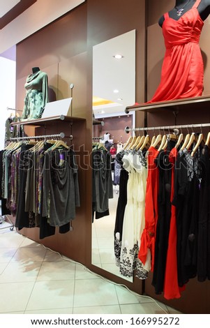european clothing store interior in modern mall