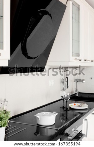 luxury kitchen interior with modern furniture