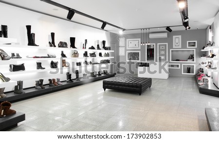 Bright Large Shoe Store With New Collection