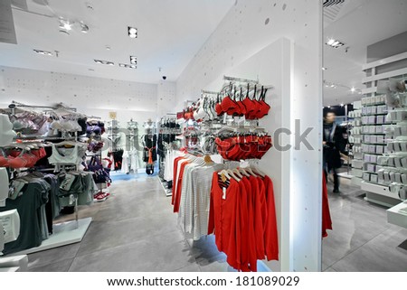 modern and luxury european shop of clothes and underwear