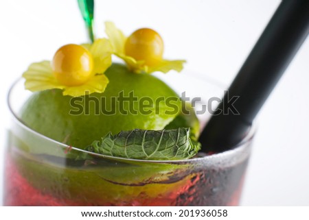 bright and fresh european cocktail on white background