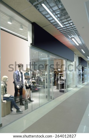 bright and fashionable window of modern european store