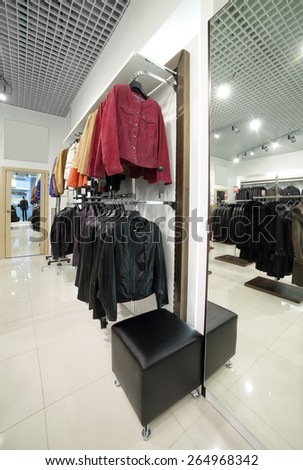 luxury and fashionable brand new interior of cloth store