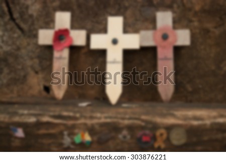 three cross with rock background