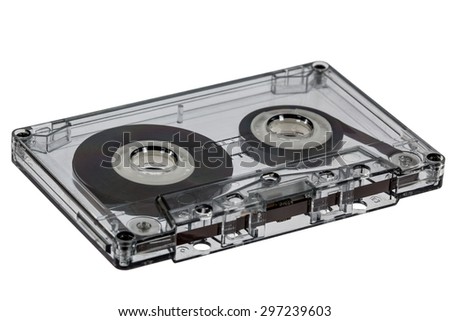 Ã?Â�Ã?Â¡lose up of vintage audio cassette, isolated on white background