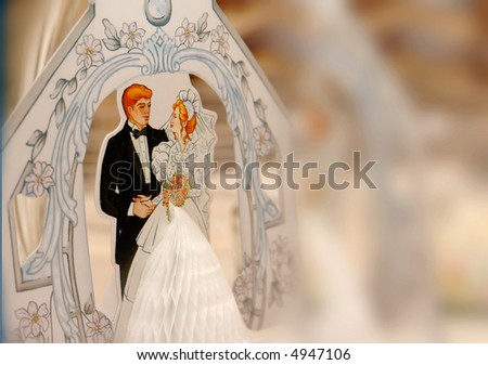 stock photo Vintage wedding decoration paper doll bride and groom