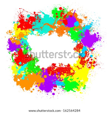 Colored paints splashes circle