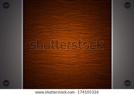 Wood Background With Metallic Plate