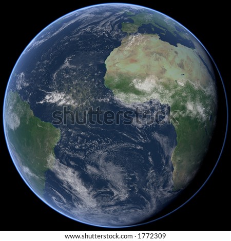 Full View of the Earth, Atlantic side. A view of the earth from outer space