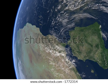 3D Earth planet. A view of the earth from outer space