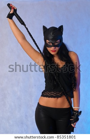 Portrait of beautiful model in cat costume