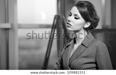 Woman portrait, black-and-white