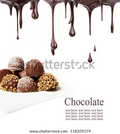 Delicious Chocolate Pralines Isolated On White Background