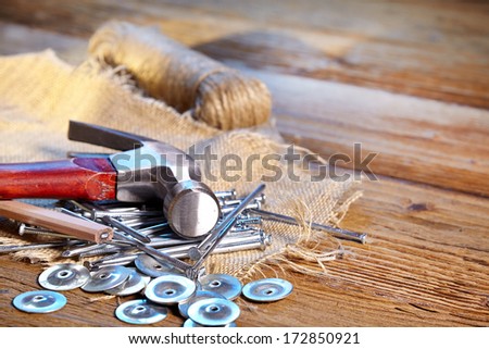 steel nails on old wood