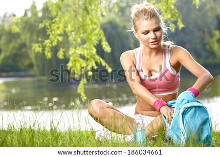 Fitness Model . Spring outdoor training