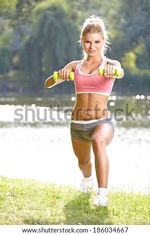 Fitness Model . Spring outdoor training