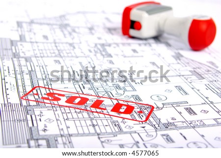 architectural plans adn rubber stamp SOLD. focus in plan