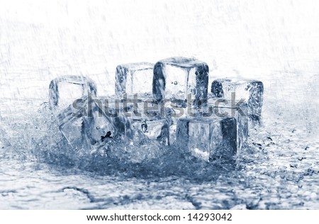Melting ice cubes in rain