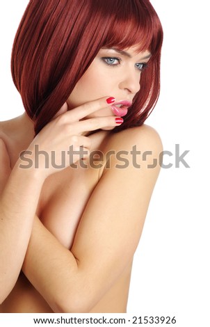 stock photo Close Up of Beautiful Redhead Woman